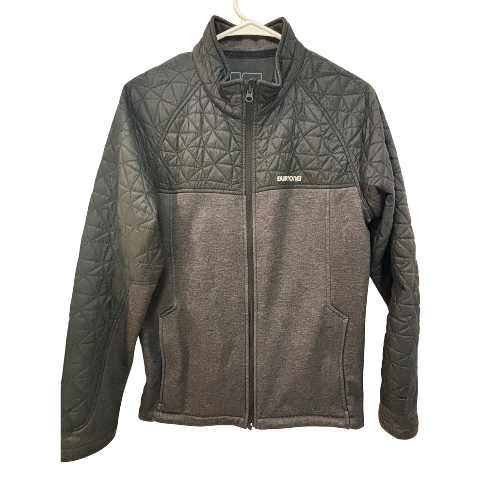 Burton Boys Pitstop Fleece Jacket Black Charcoal Hybrid Quilted Full Zip XL 18